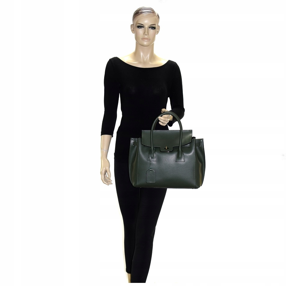 TOREBKA SKÓRA NATURALNA BORSE IN PELLE ZIELONA DUŻA PREMIUM 014D Styl miejski