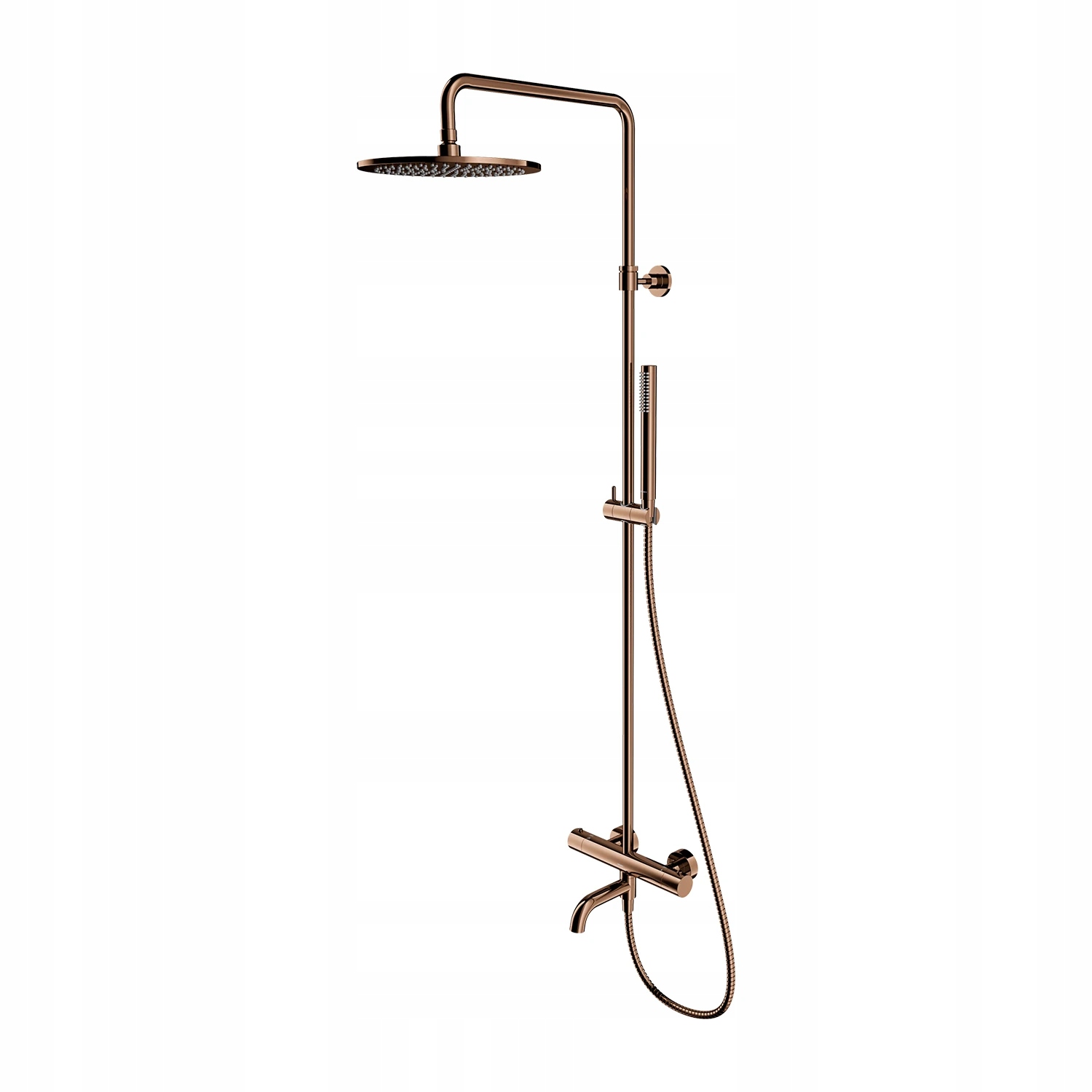 Termostatická Sprchová Stĺpa Medená Lesklá S Vaňovým Výtokom