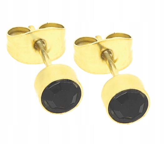 

Kolczyki Złote Czarne Cyrkonie 5 mm Stal 316 L