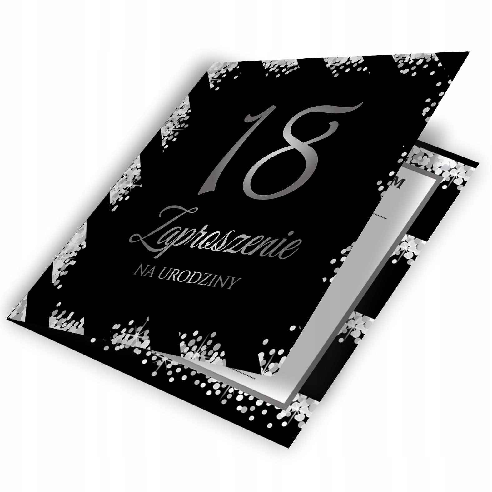 ZAPROSZENIE NA URODZINY 18 CZARNO SREBRNE Z2 Marka PROPAGANDA