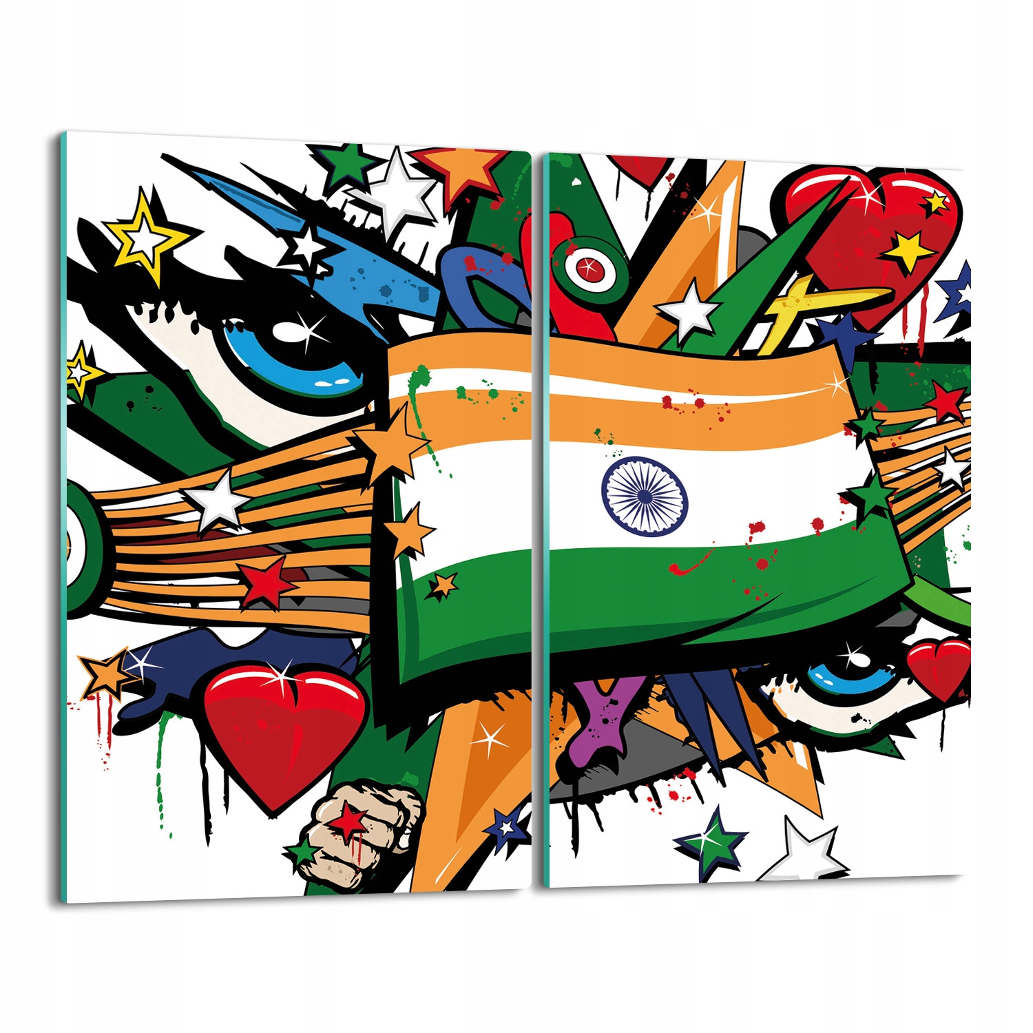 splashback deska Vlajka Indie graffiti 2x 30x52