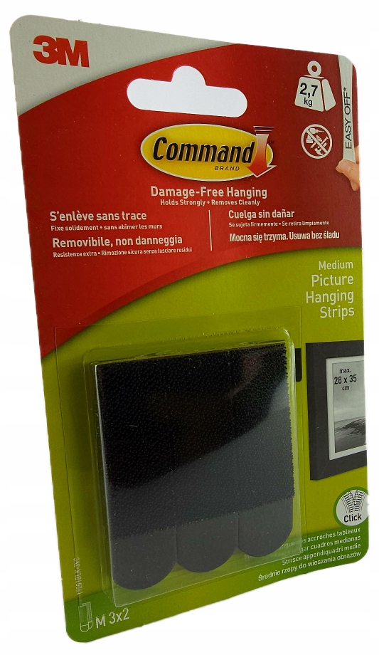 3M COMMAND CZARNE RZEPY DO WIESZANIA OBRAZÓW 3 KOMPLETY 2,7KG _ 17201BLK