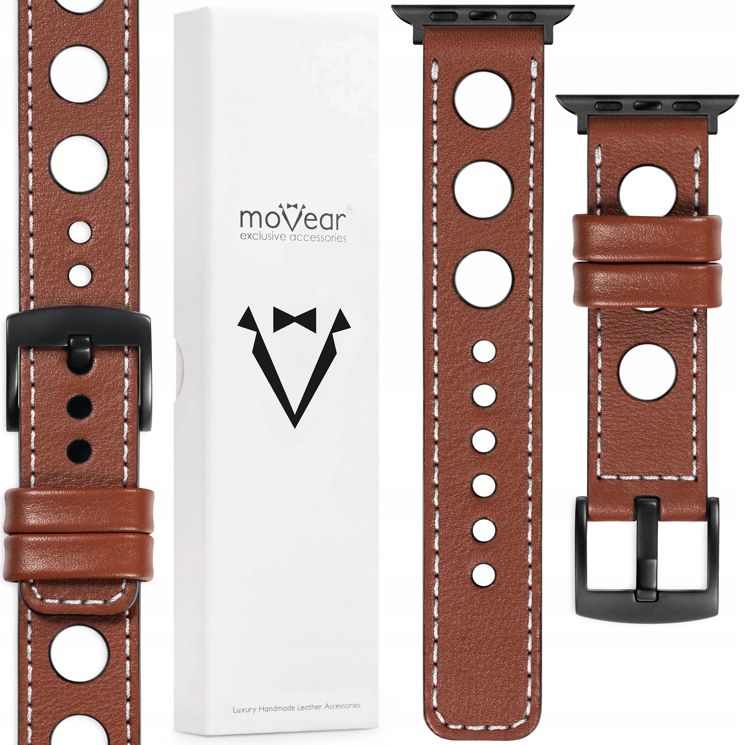 Prémiový kožený řemínek pro Apple Watch 49/46-44 mm Hnědý Handmade