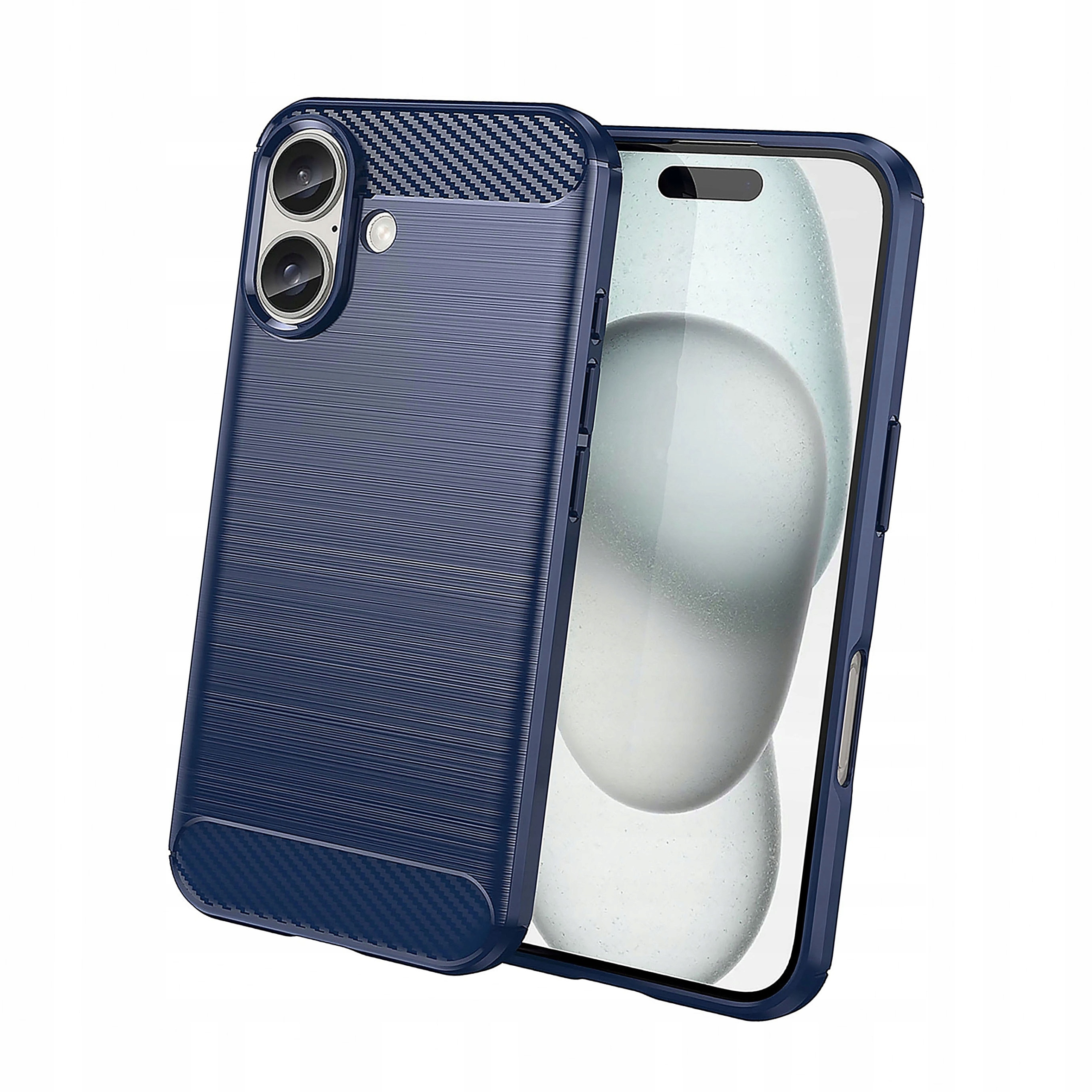 Plecki Etui silikonowe Carbon Case do iPhone 16 niebieskie