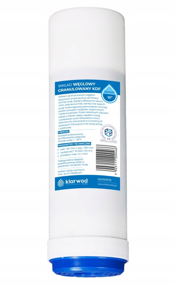 FILTR WODY WKŁAD WĘGLOWY GAC10 KDF KLARWOD
