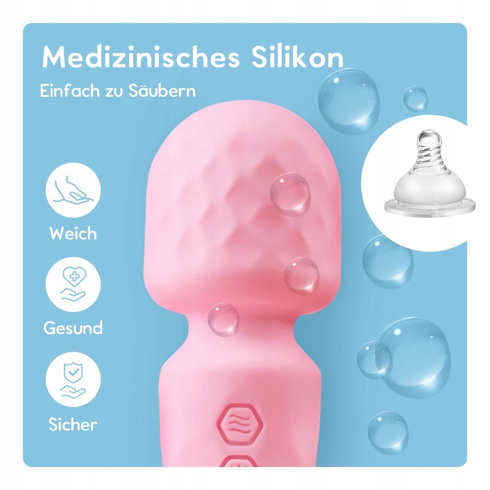 MINI Starke Wodoodporny Masażer Silikonowy 10 Trybów Wibracji Różowy — miniatura 5