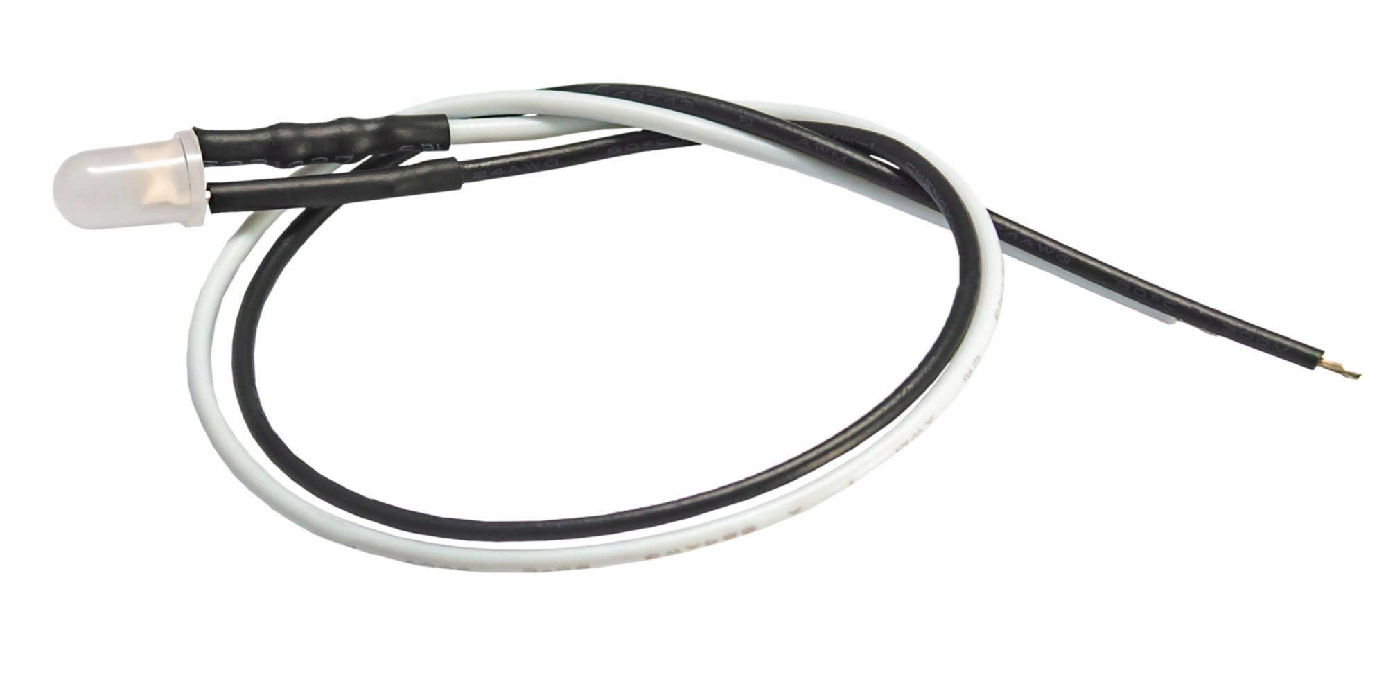 Kontrolka LED 5mm 12V BIAŁA z przewodem 20cm