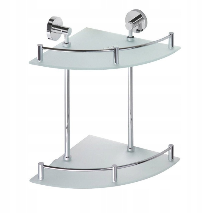 Sapho X-round E dvojitá sklenená polička s relingom 270x400x270 mm chróm XR60