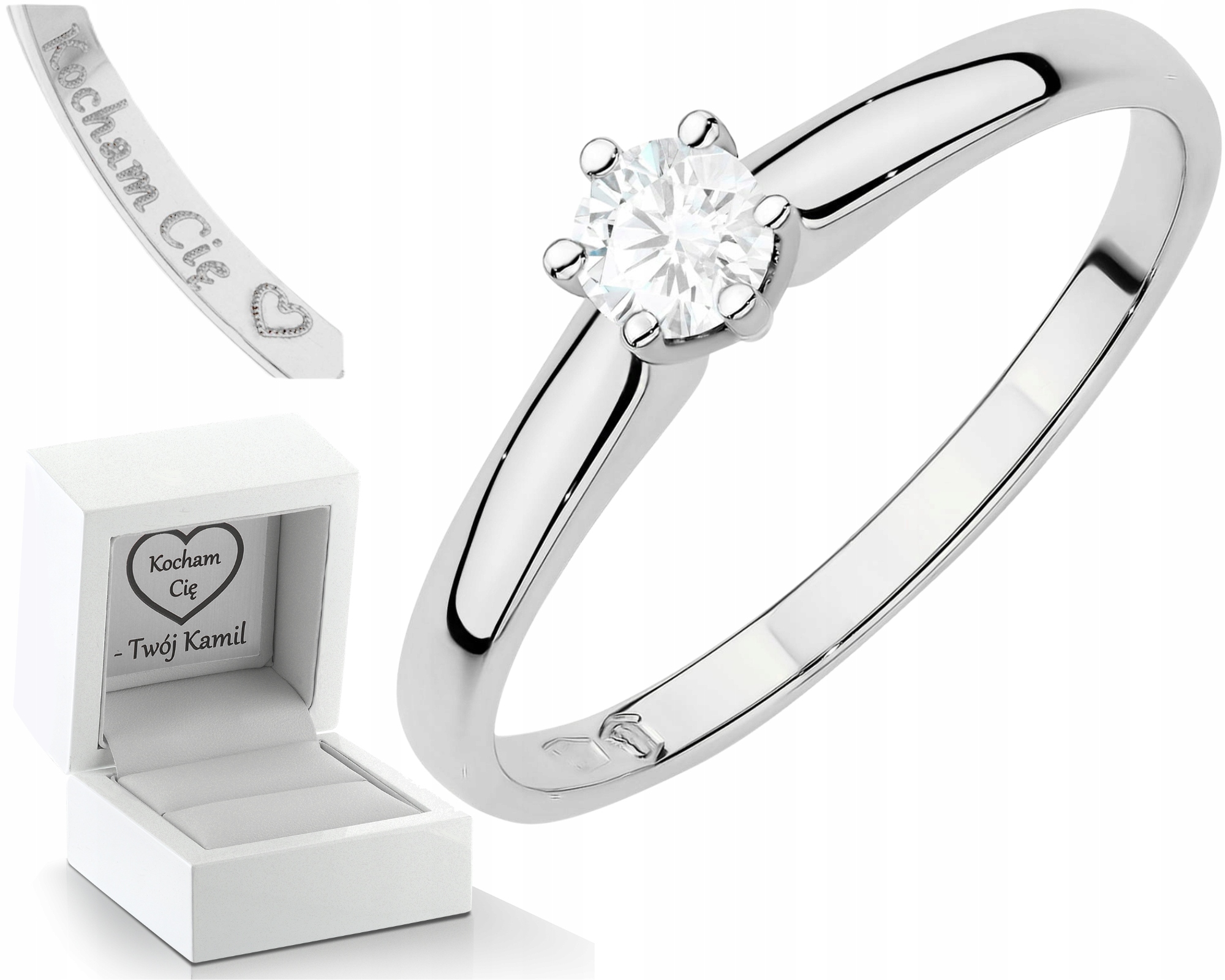 Bílé Zlato Klasický Prstýnek Briliant Lab Drť 585