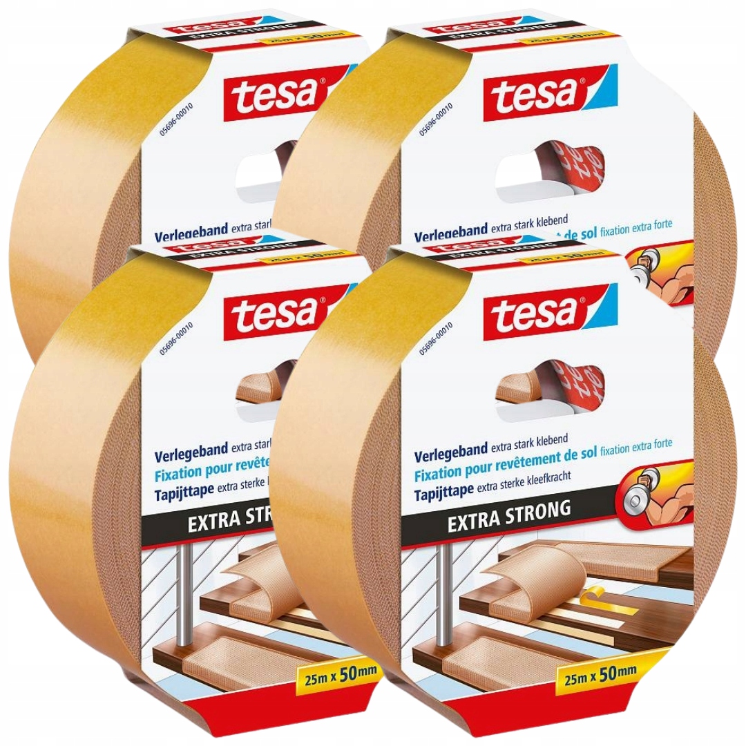 Tesa Taśma dwustronna antypoślizgowa pod dywan wykładzinę 25m x50mm x4