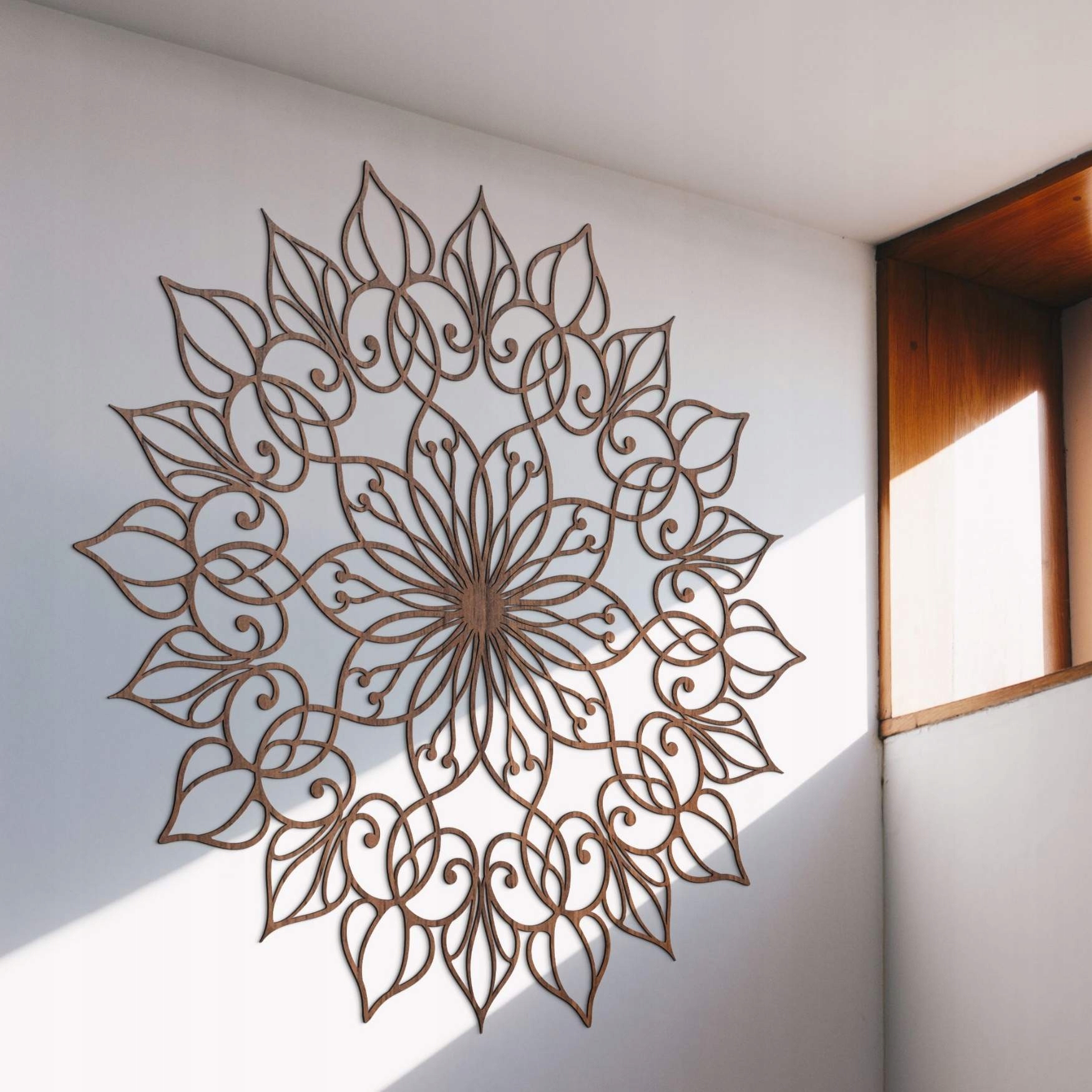 Drewniana dekoracja ścienna Mandala Lotos 160 cm Hdf Orzech