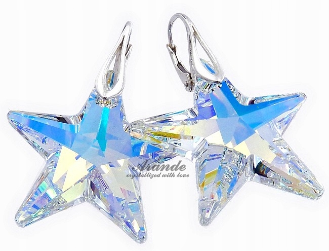 Křišťálové Náušnice Aurora Star Stříbro Arande