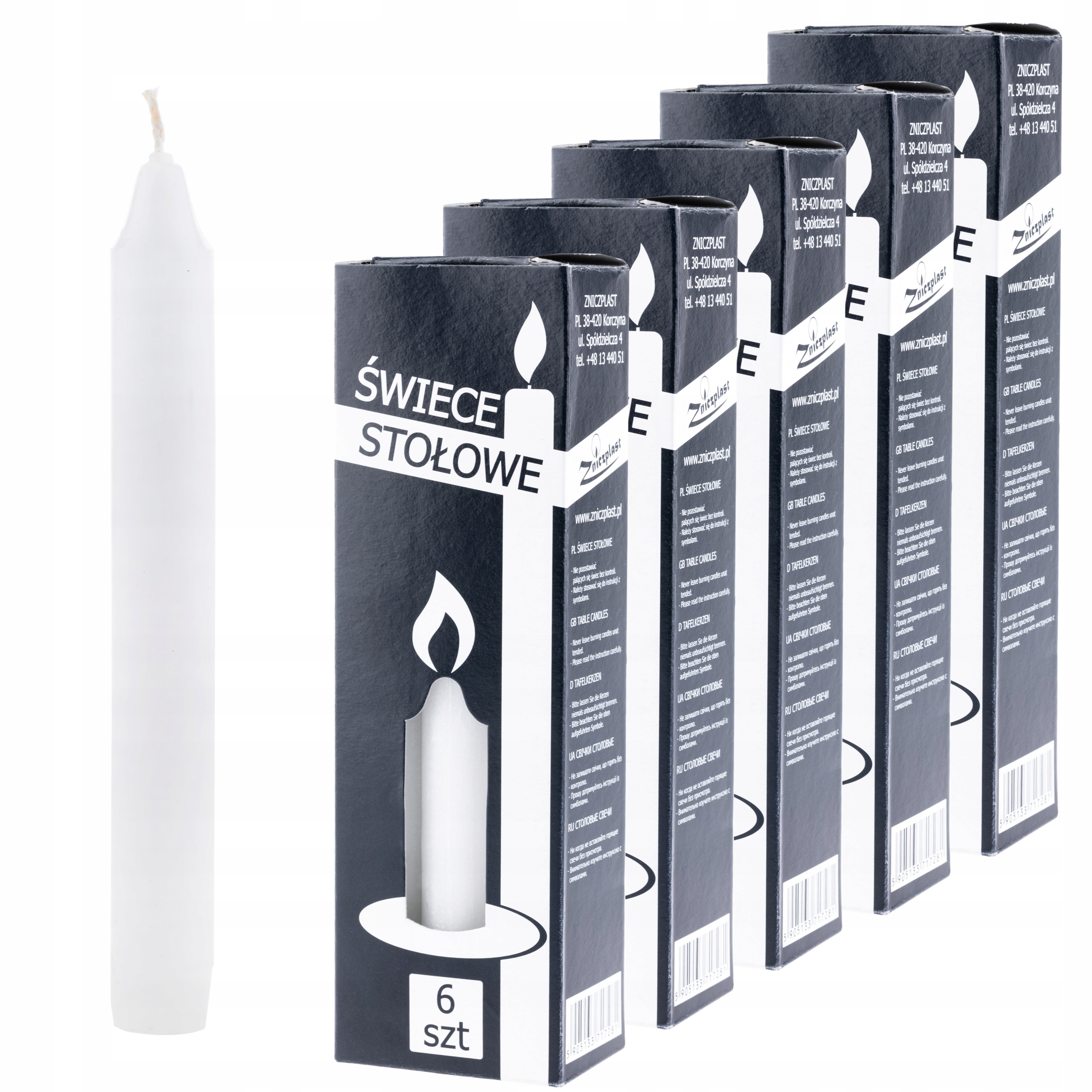 30x ŚWIECA ŚWIECZKA STOŁOWA BIAŁA ZESTAW 19cm Stan opakowania oryginalne