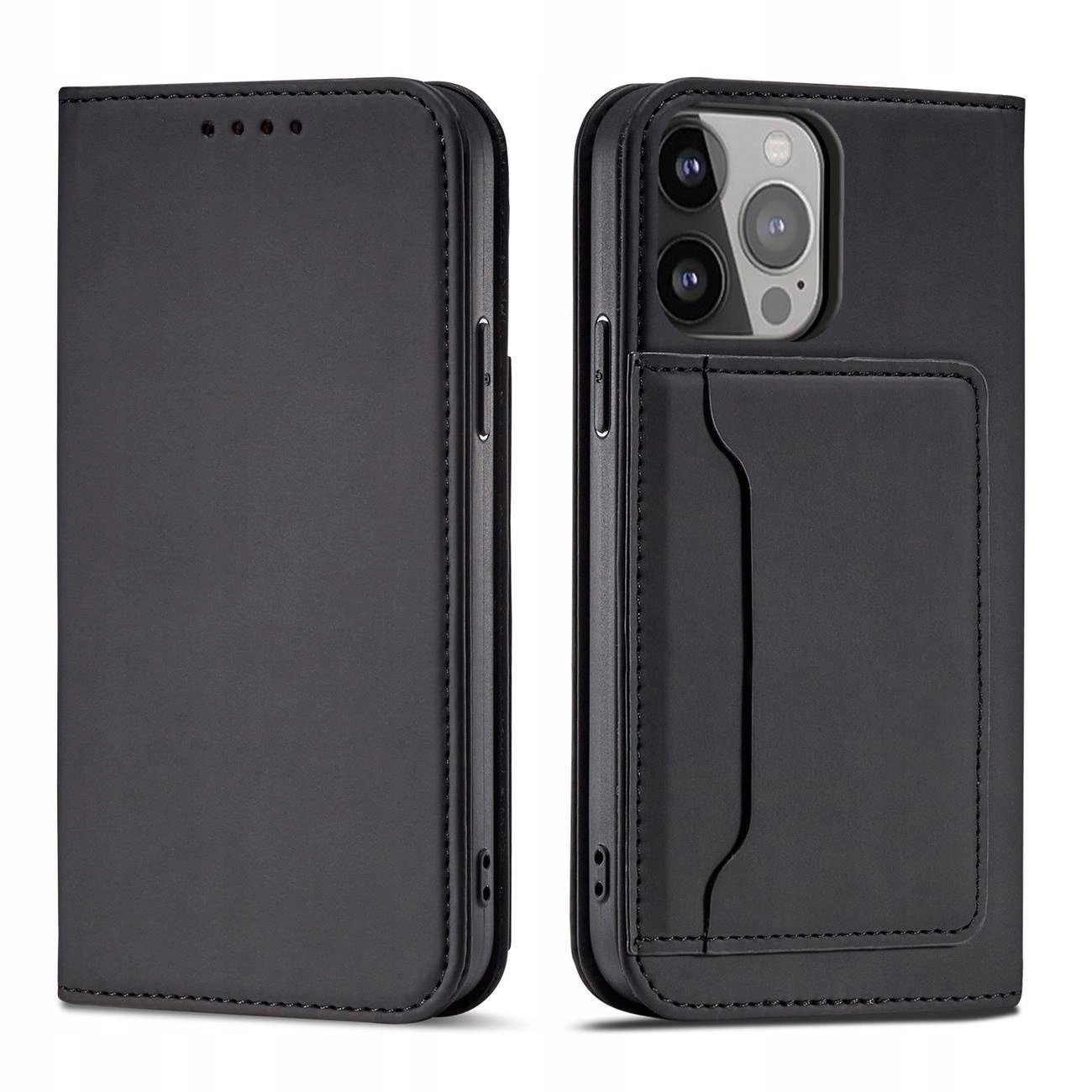 Magnet Card Case etui iPhone 14 Pro Max pokrowiec klapka portfel czarne