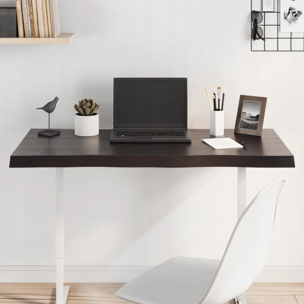 Stolní deska tmavě hnědá 100x40x(2-4)cm ošetřený dub živá hrana Hnědá 36401