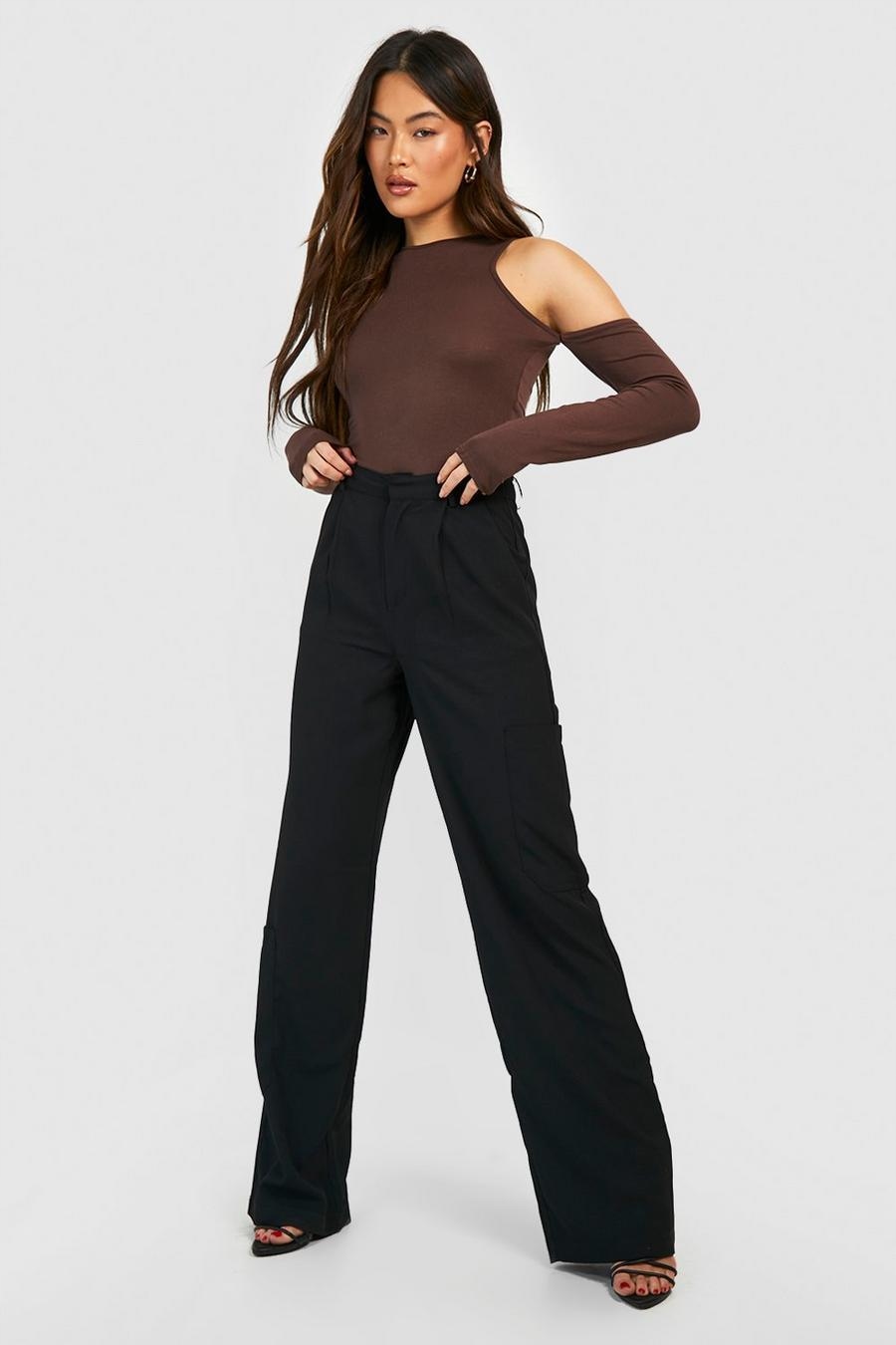 LC51301 *BOOHOO BRĄZOWE BODY ODKRYTE RAMIONA DŁUGI RĘKAW L Marka Boohoo