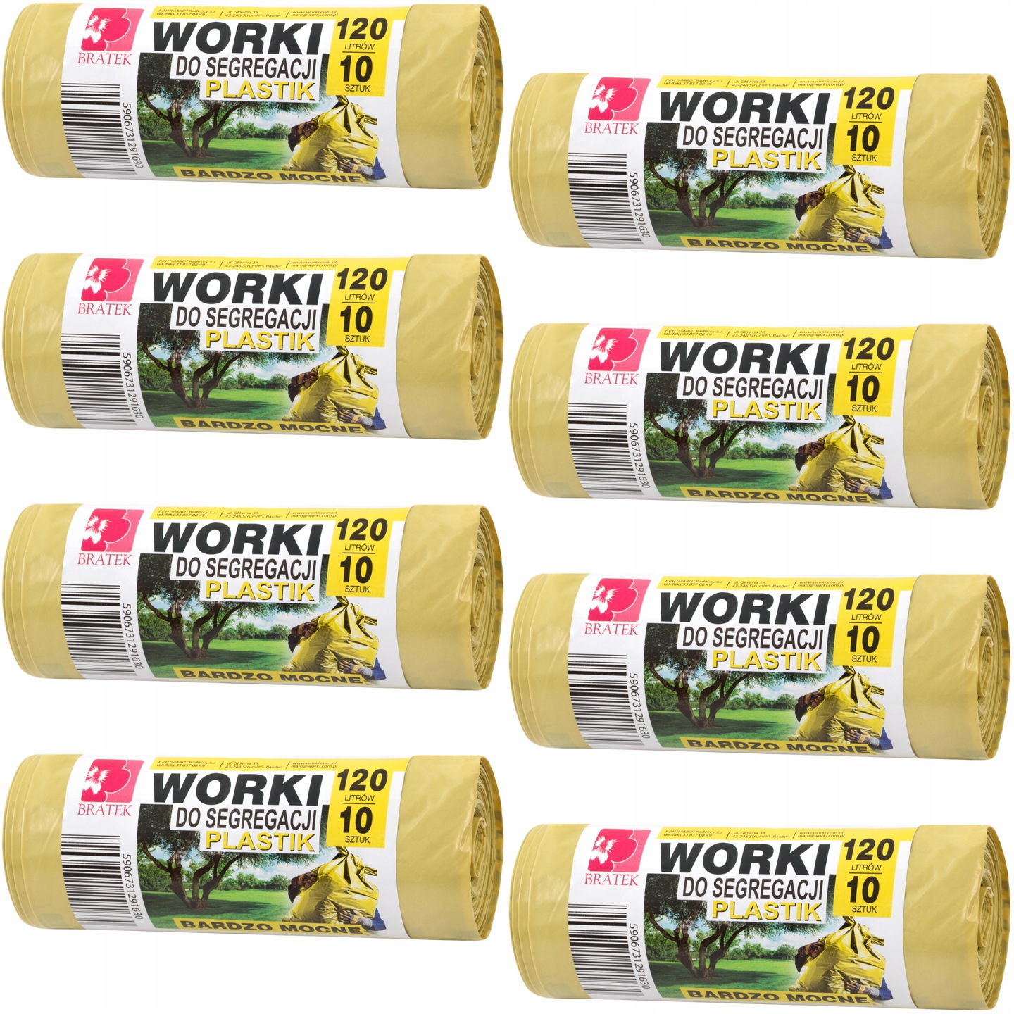 

Żółte Worki do segregacji śmieci Plastik kosz 120L