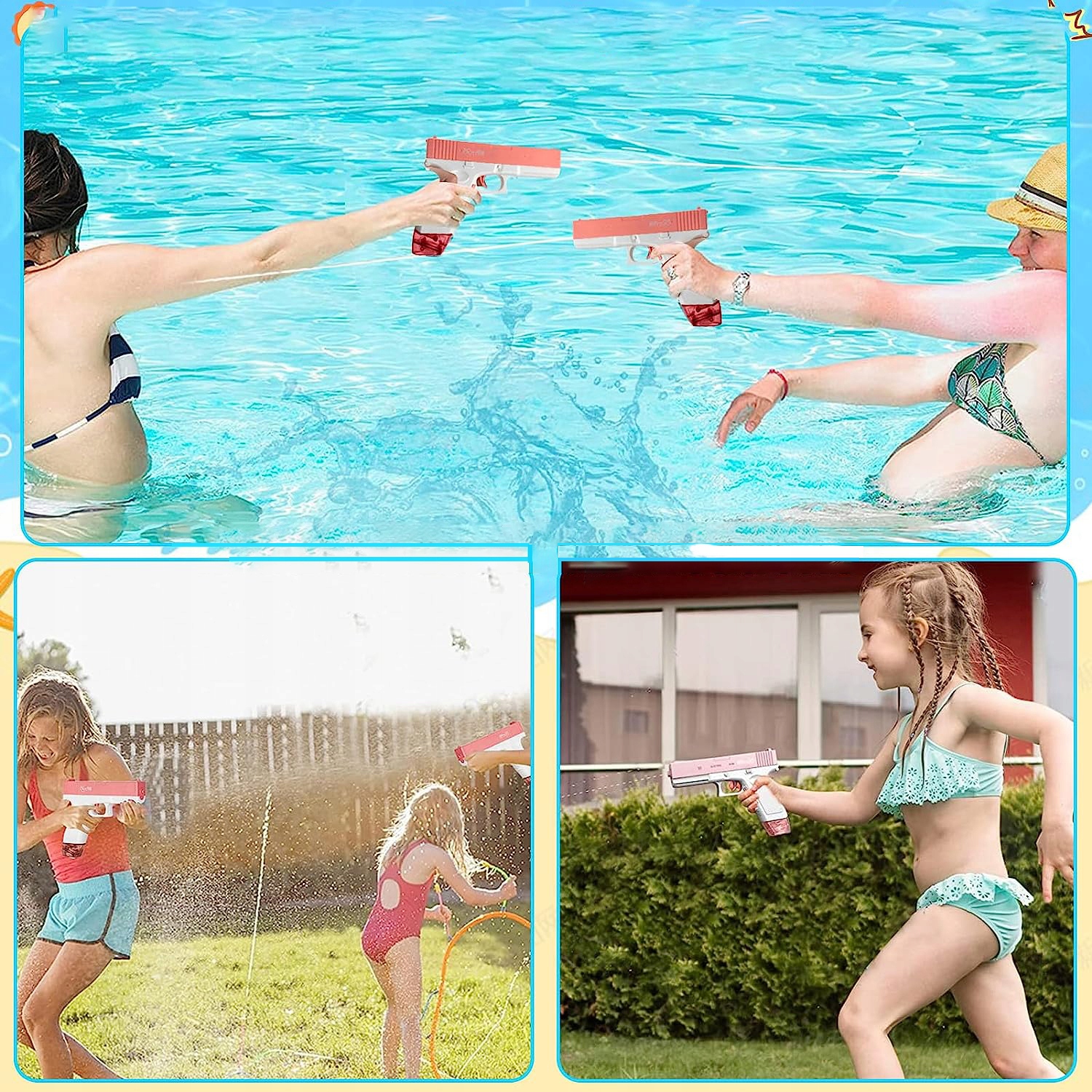 PISTOLET NA WODĘ AUTOMATYCZNY ELEKTRYCZNY ZABAWKA DLA DZIECI RÓŻOWY PREZENT EAN (GTIN) 886545155388