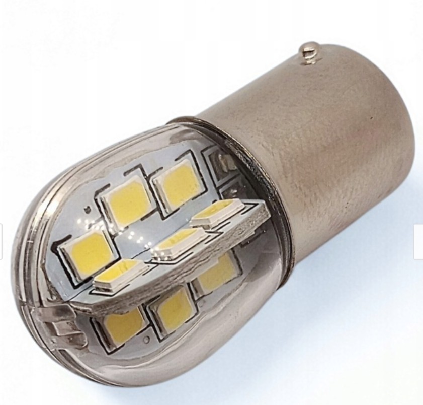 2SZT Led Dwuwłóknowy BA15D 12/24V 24xSMD Biały