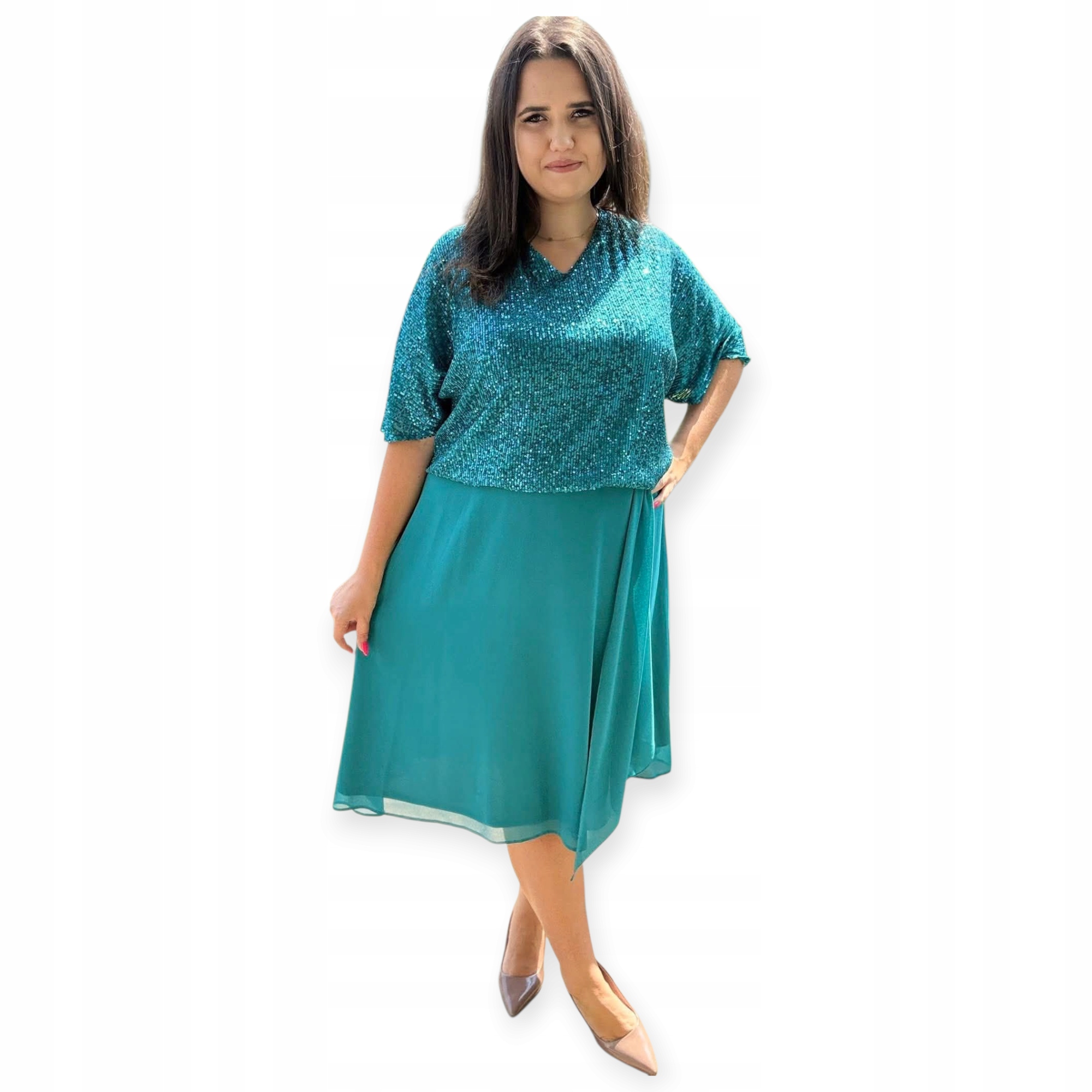 Elegantní společenské šaty , zeleň , plus size, velikost 54