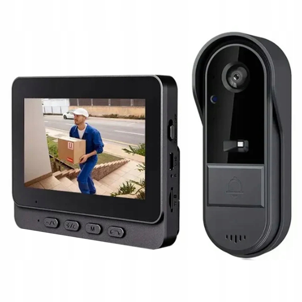 Bezprzewodowy dzwonek do drzwi z kamerą wideo wodoodporny 4.3" Hd monitor