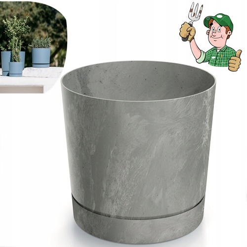 Doniczka okrągła Tubo P Beton Effect 200E z podstawką | Beton — 11
