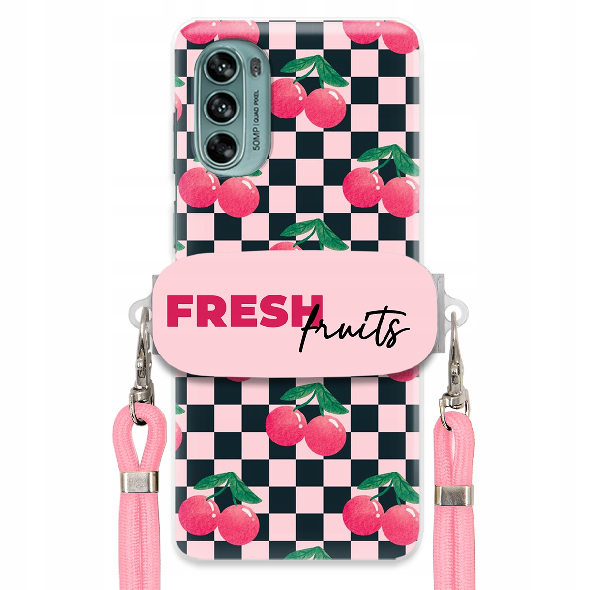 Puzdro pre Motorola G62 5G Crossbody vodítko držiak šachovnice Fresh Fruits