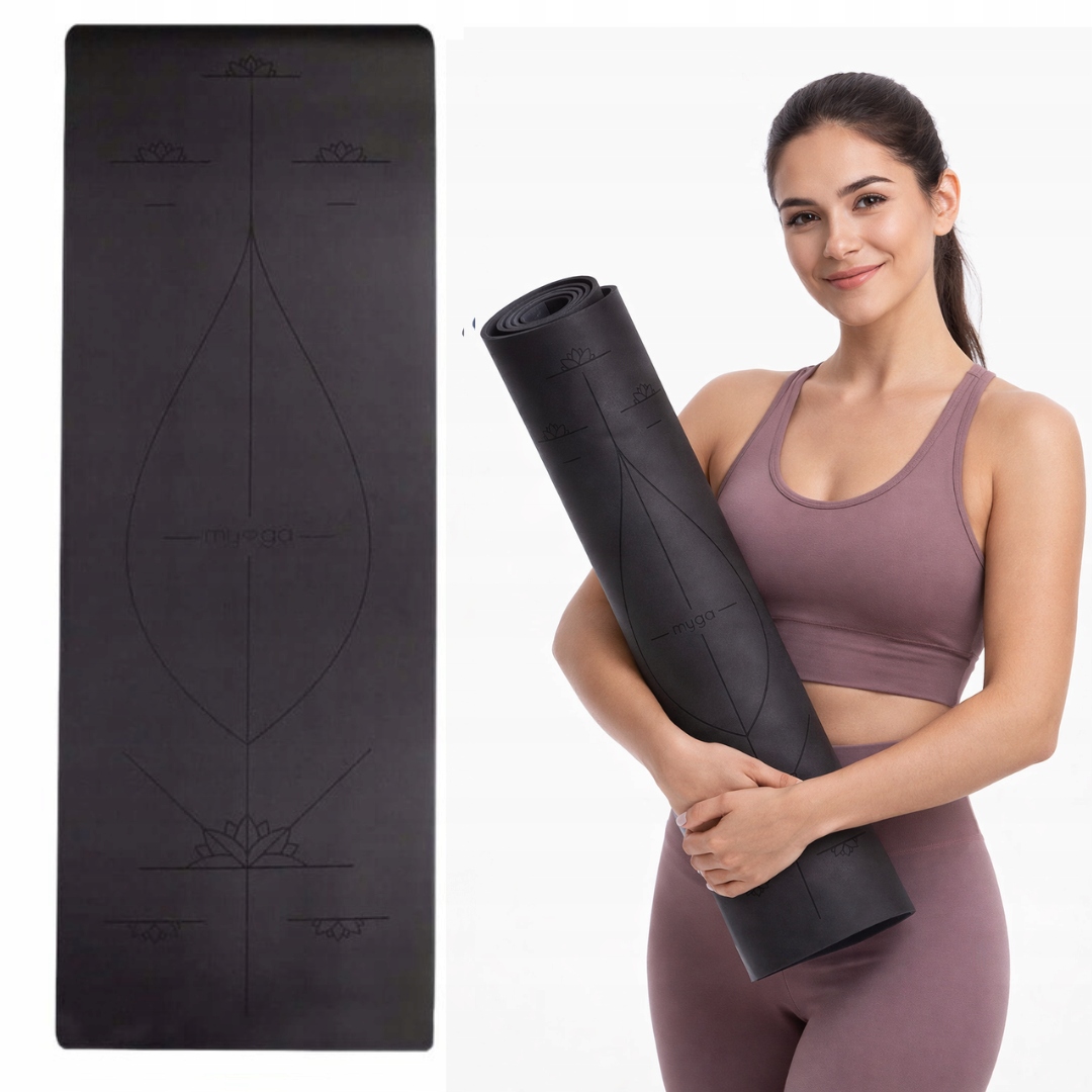Kauczukowa mata do jogi myga Alignment 6mm XL czarny