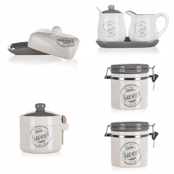 

Zestaw 5 elem. pojemnik mlecznik maselniczka Home