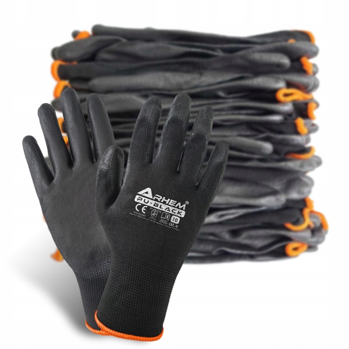 12 PAR Pracovné rukavice Rukavice potiahnuté čiernym polyuretánom veľ.6-XS