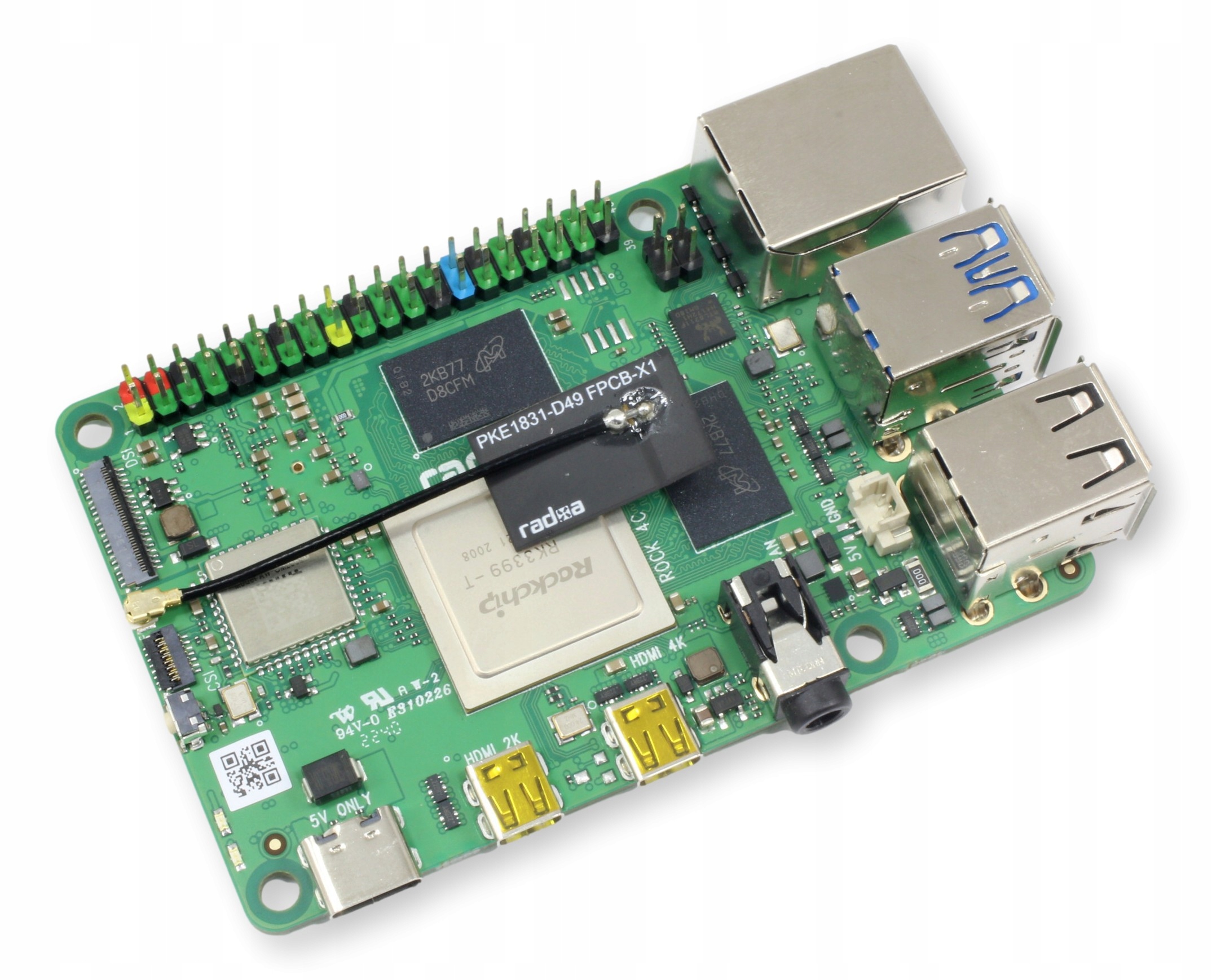 Rock 4C+ 4GB Ram Alternatíva Raspberry Pi 2×HDMI 4K WiFi RK3399-T