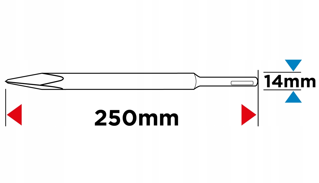 GRAPHITE DŁUTO SZPIC SZPICAK SDS+ ROWKOWY 14X250MM Typ uchwytu SDS-Plus