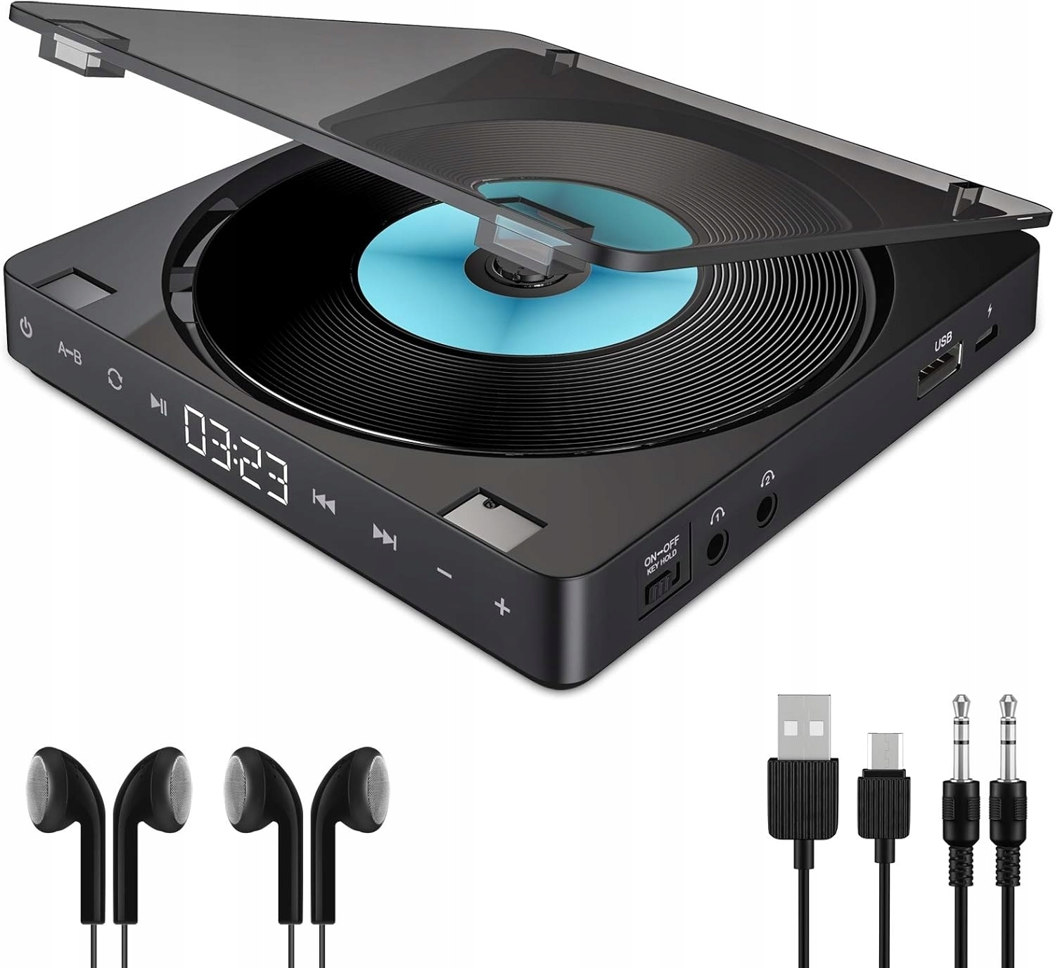 Prehrávač CD Player KC-708 Externý Konektor Jack 3.5 MM Usb Slúchadlá Pro
