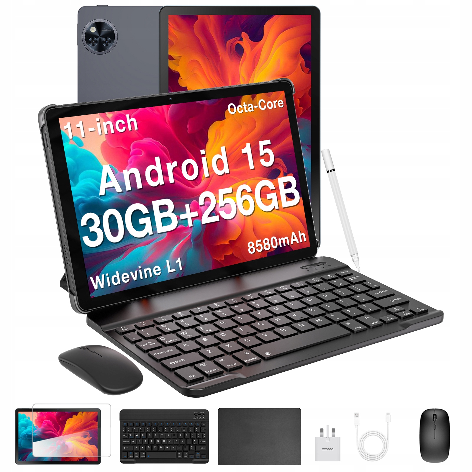 Doogee U11PRO 11" Android 15 Tablet, 30GB Ram 256GB Úložiště, 8580mAh Baterie, 13MP Fotoaparát, 90Hz Displej, Otg, Wifi 6, Klávesnice