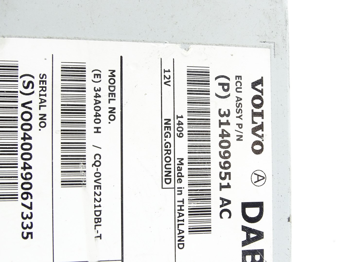 module control unit DAB VOLVO S60 II V60 31409951AC