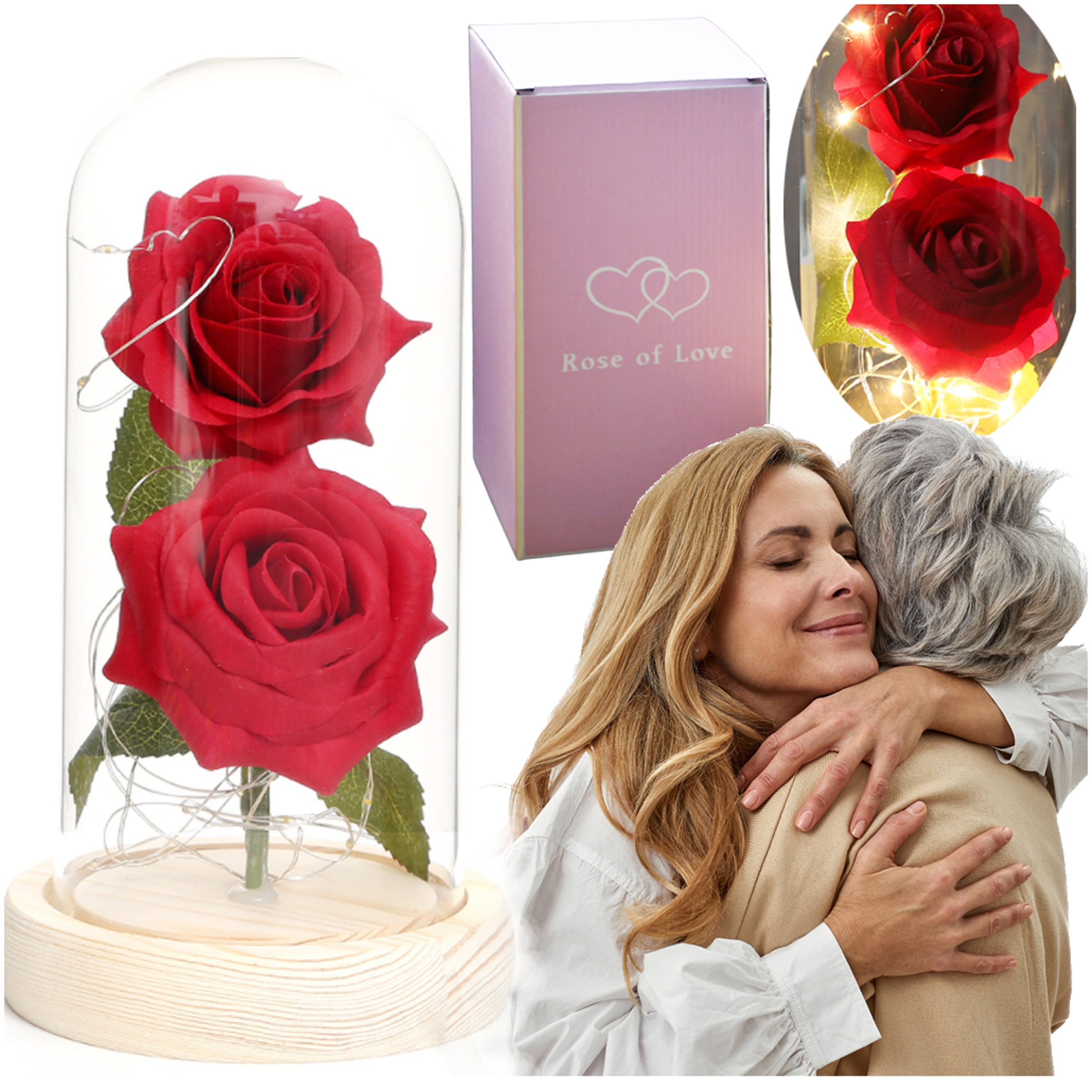 Krásná Umělá Stabilizovaná Růže Ve Skle Romantický Dárek K Narozeninám