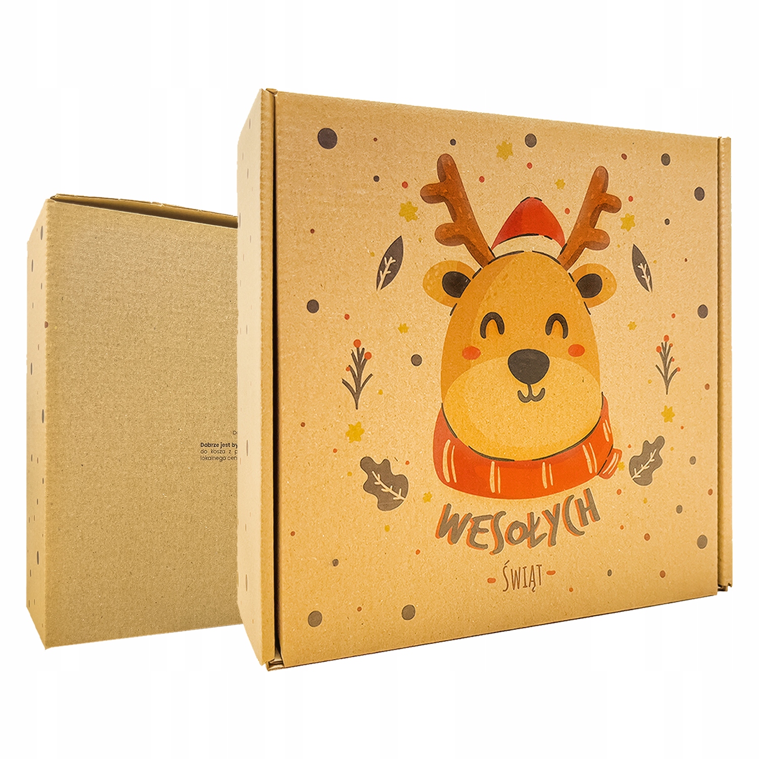 

Pudełko świąteczne prezentowe Renifer 200x200x70mm