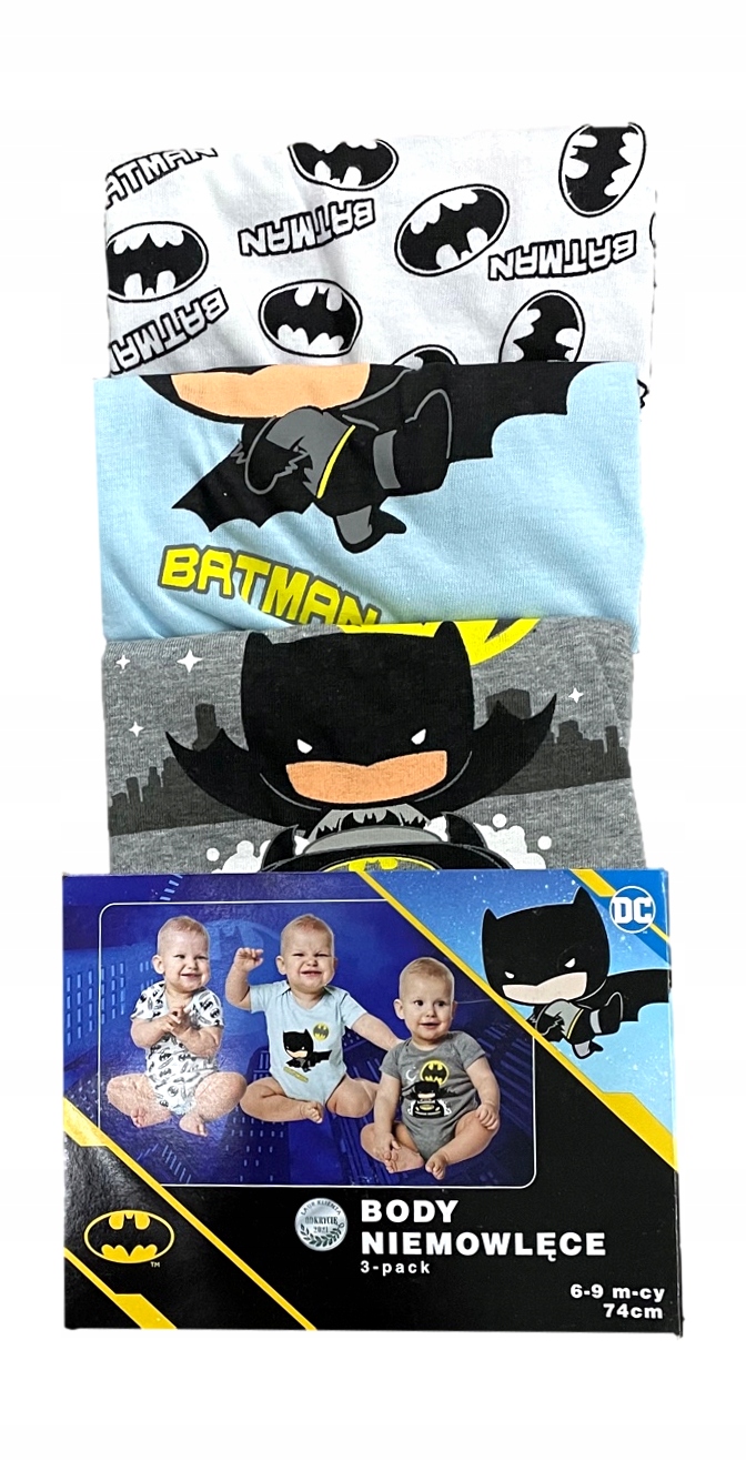 

Batman 3pak body bielizna długi rękaw *80