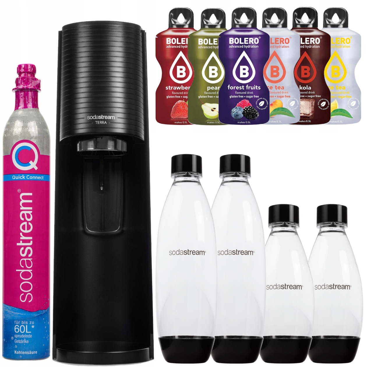 Saturátor Sodastream Terra Black 4 Fľaše Sada Na Plynovanie Vody