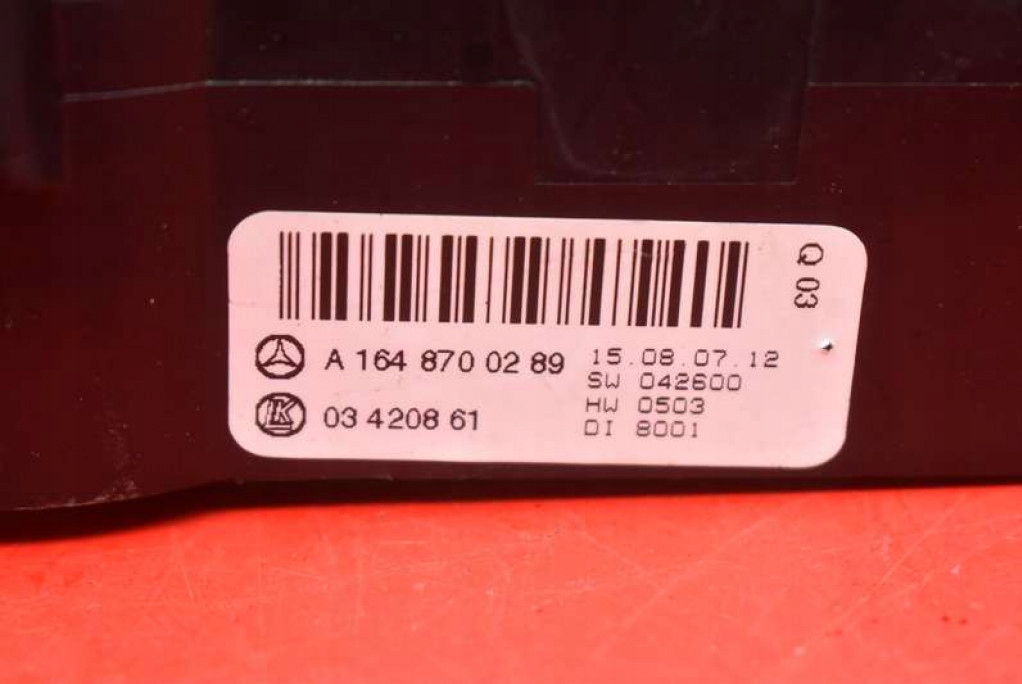 control panel air conditioning devices KLIMY rear part A1648700289 MERCEDES ML W164 05-08