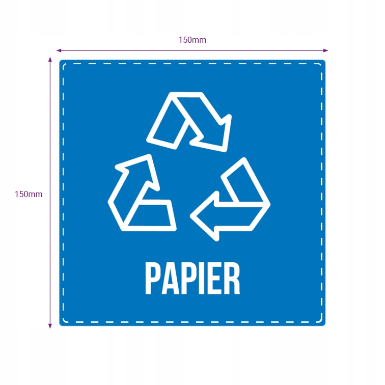 Naklejka recykling segregacja PAPIER 15cm