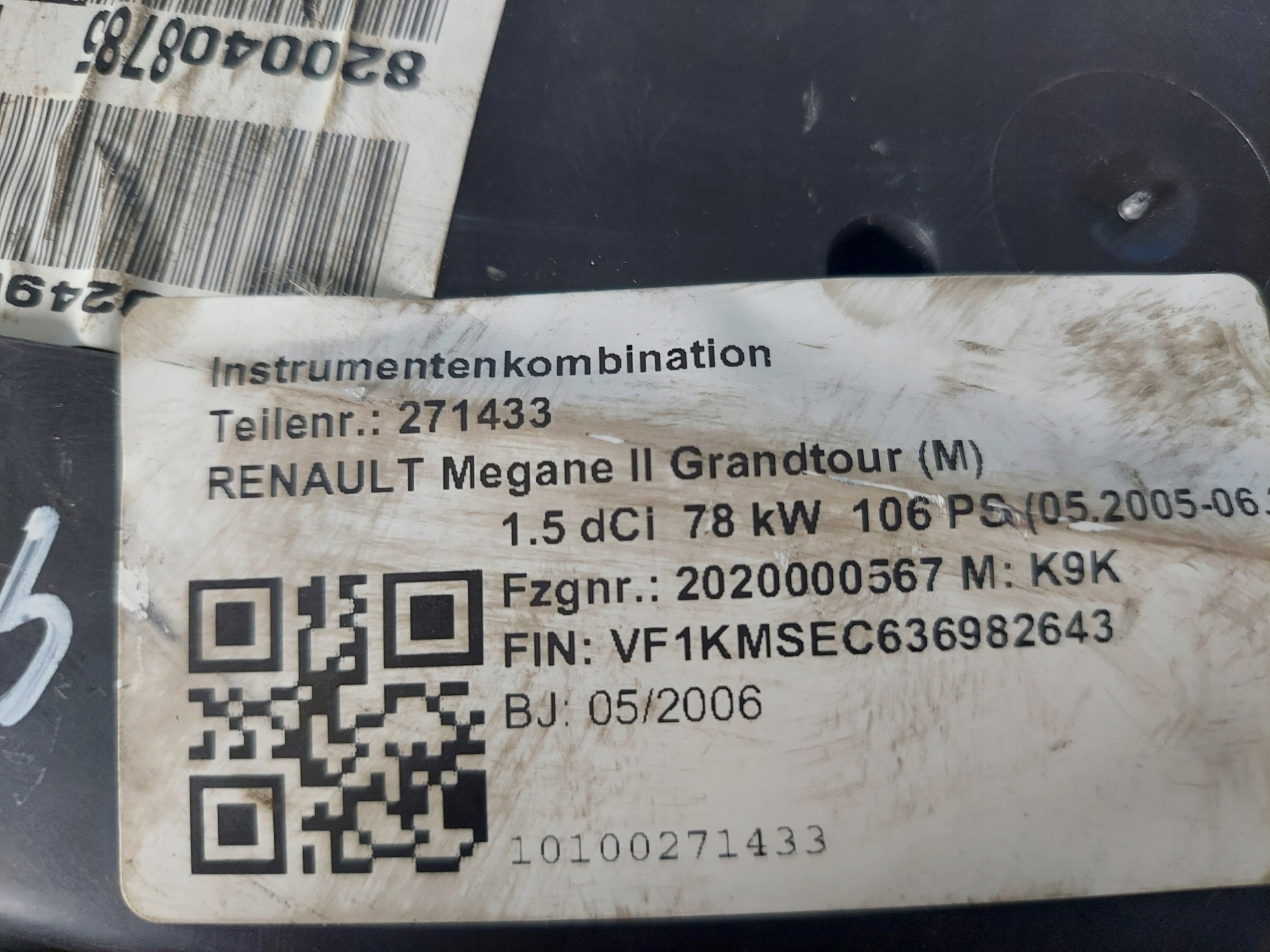 dials clock MEGANE II 1.5 DCI 8200408785