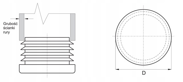 ZAŚLEPKA CZARNA FI16 OKRĄGŁA 5SZT Wysokość 0.16 m