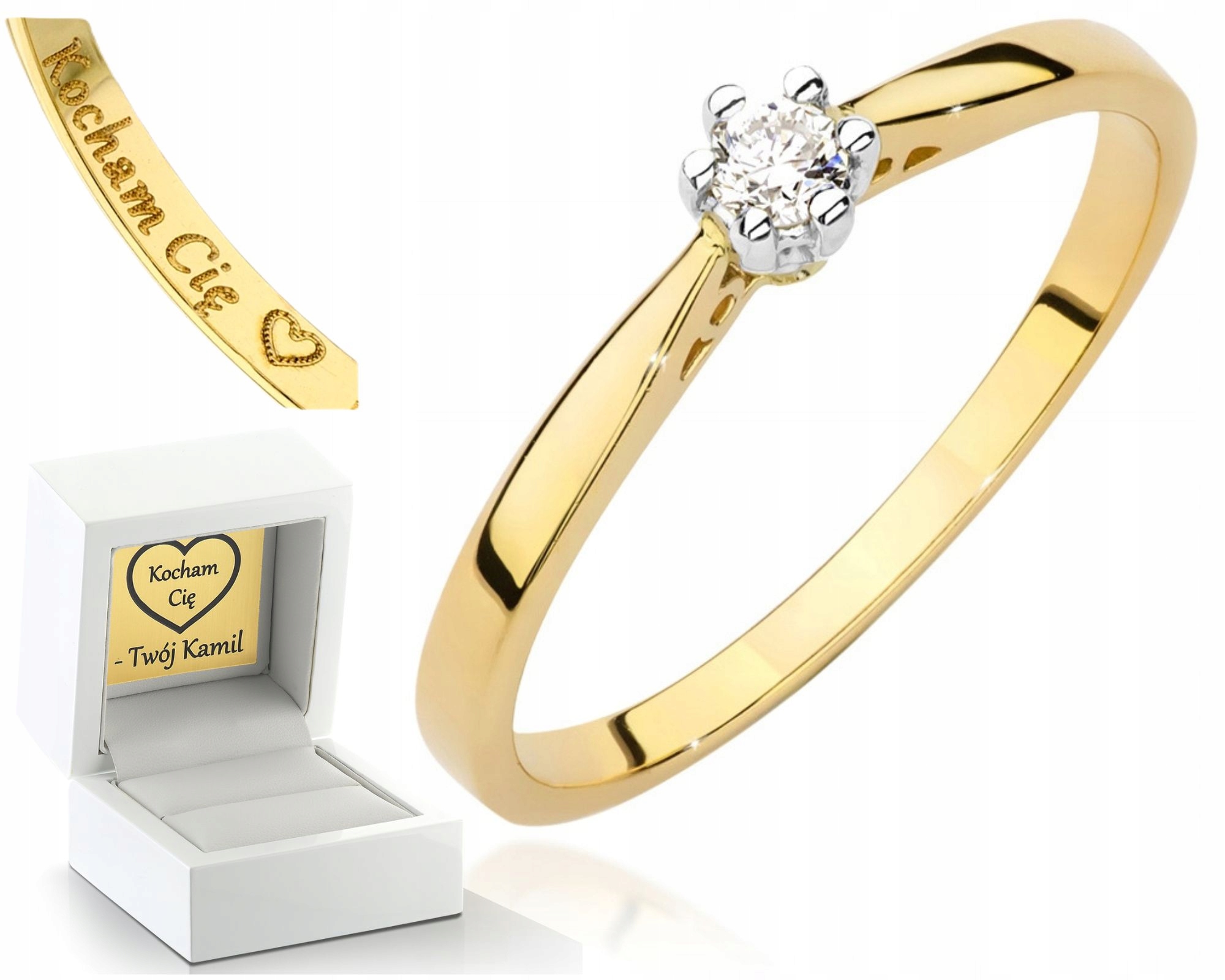 Zlatý Prstýnek S Briliantem Gravírování 0.585 Obchod