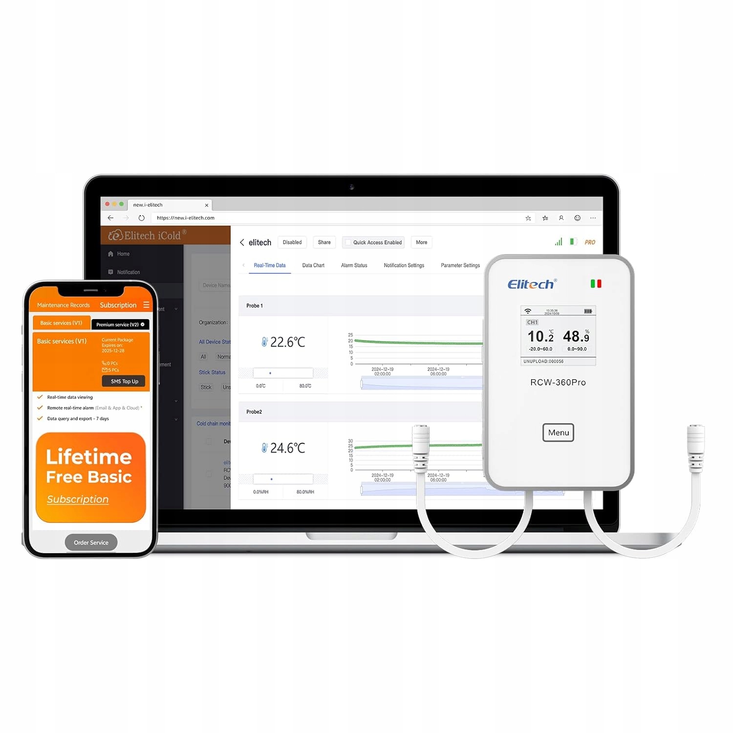 Elitech WiFi RCW-360Pro-W-DC Digitálny záznamník dát