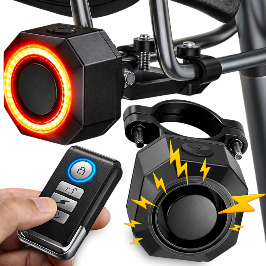 Alarm Rowerowy Antykradzieżowy Lampka Rowerowa Tylna Wodoodporny IP65 110dB