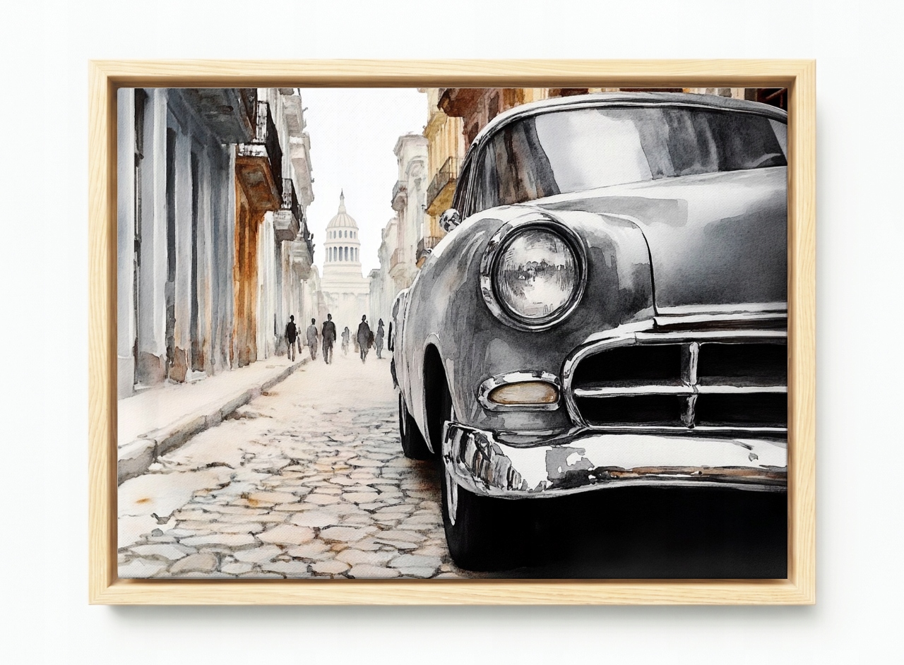 Obraz Rám American Box Auto Oldtimer Klasik Město Kuba Havana 60x40