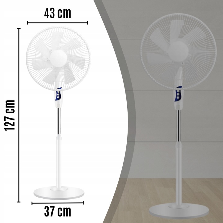 WENTYLATOR STOJĄCY WIATRAK PODŁOGOWY CICHY MOCNY 7 ŁOPATEK 3 TRYBY BIAŁY Stan opakowania oryginalne