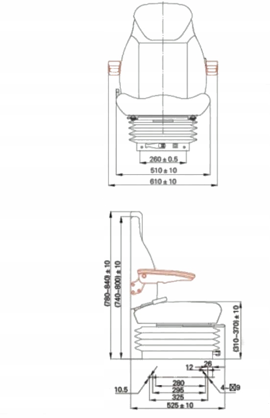fotel do Terex Yanmar Zeppelin. Uniwersalne. Producent części Agtech