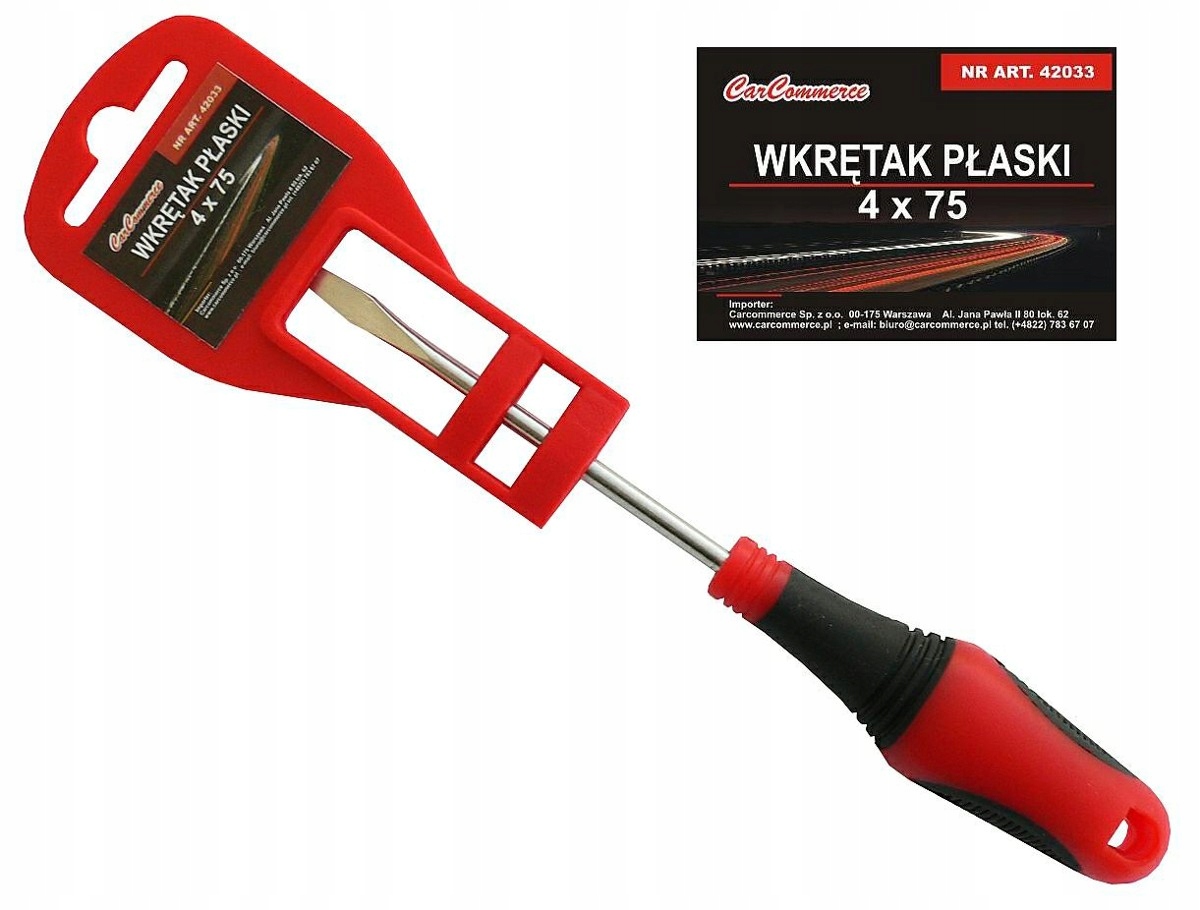 

Wkrętak Płaski 4mm x 75mm Mocny z Gumową Rączką